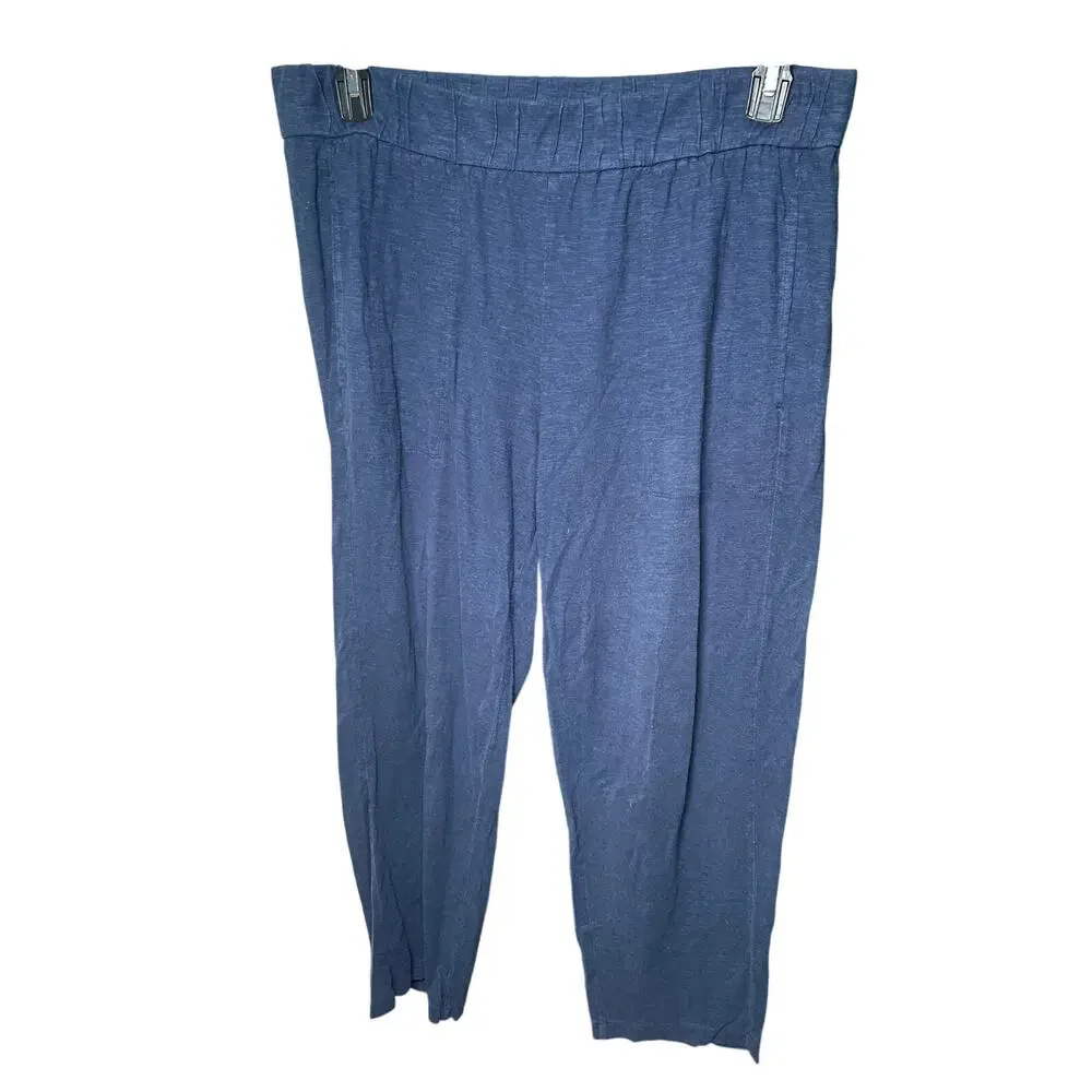Eileen Fisher Lantern Pants Womens Medium Blue Pull On Organic Cotton Hemp - Picture 2 of 7
